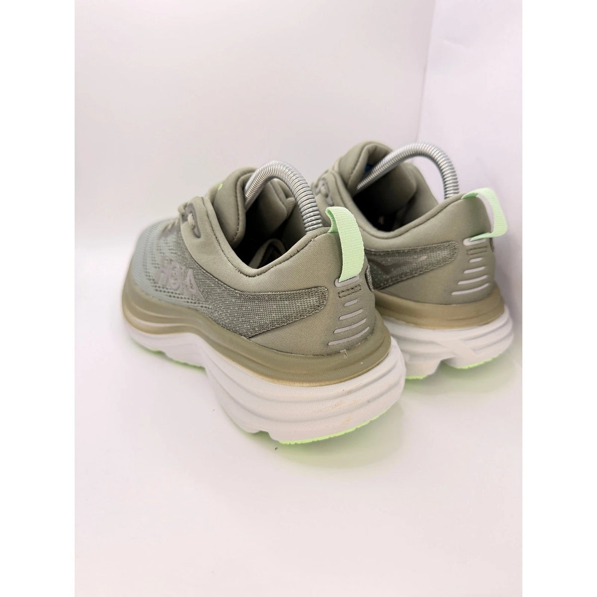 Hoka Bondi 8 Mens UK 8 Grey Lime Max Cushion Running Shoes — photo 9