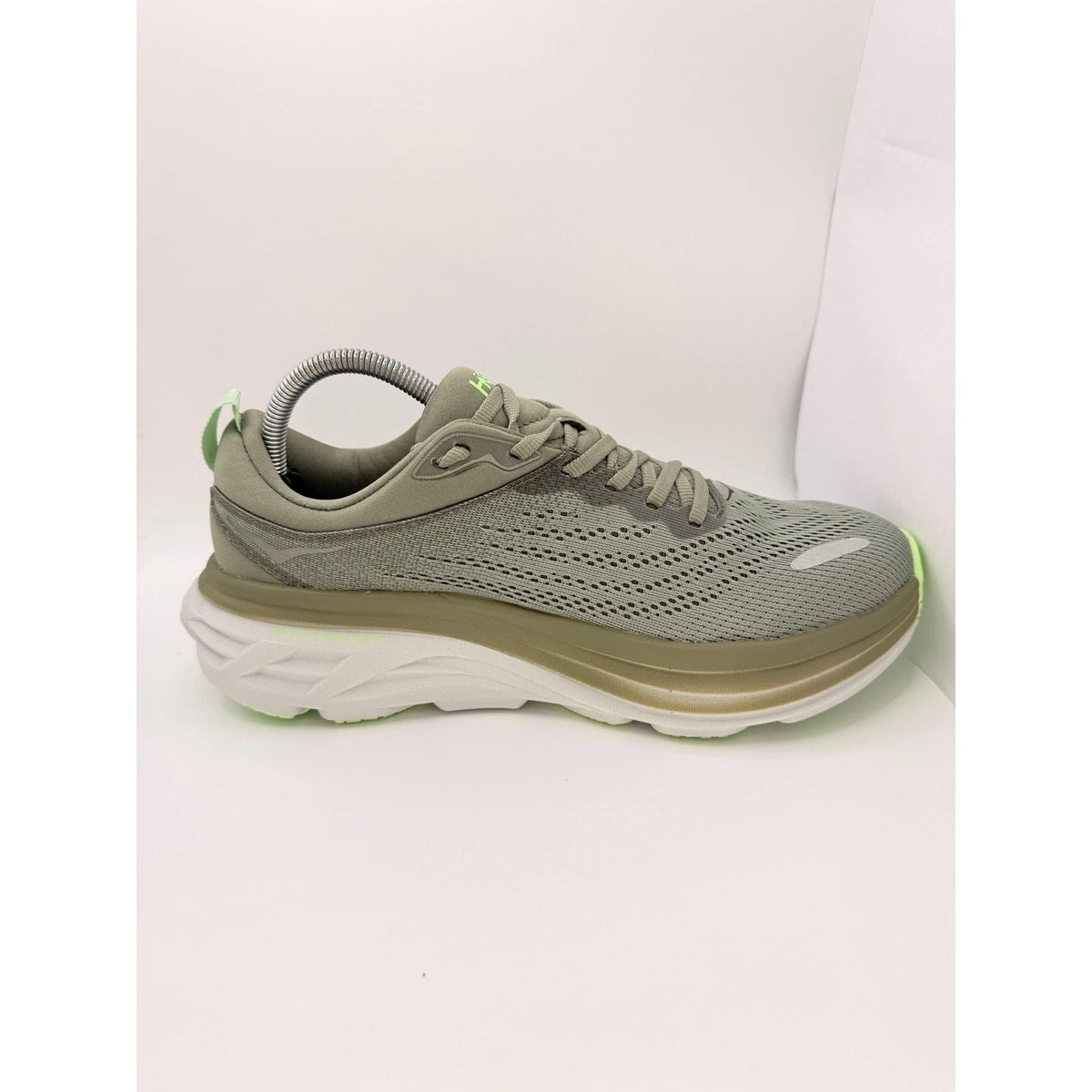 Hoka Bondi 8 Mens UK 8 Grey Lime Max Cushion Running Shoes — photo 12