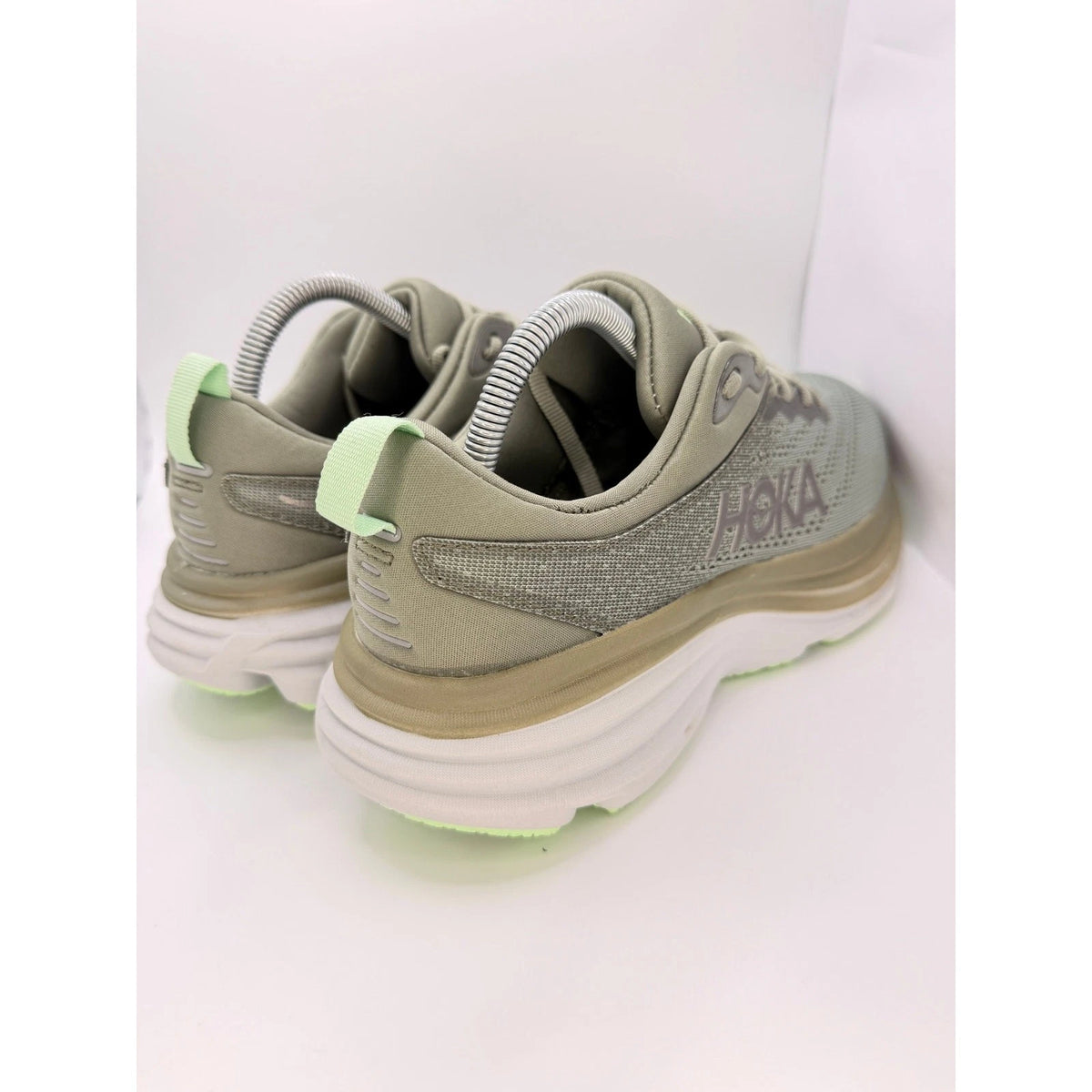 Hoka Bondi 8 Mens UK 8 Grey Lime Max Cushion Running Shoes — photo 7