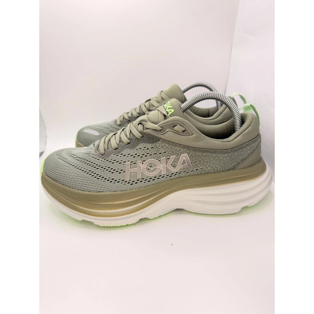 Hoka Bondi 8 Mens UK 8 Grey Lime Max Cushion Running Shoes — photo 10