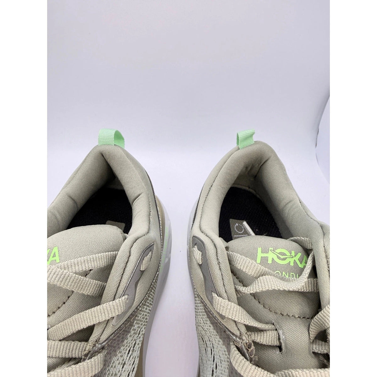Hoka Bondi 8 Mens UK 8 Grey Lime Max Cushion Running Shoes — photo 14