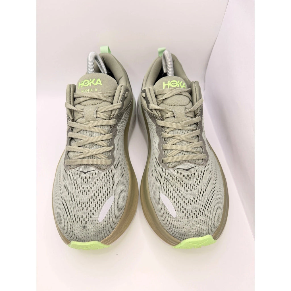Hoka Bondi 8 Mens UK 8 Grey Lime Max Cushion Running Shoes — photo 3
