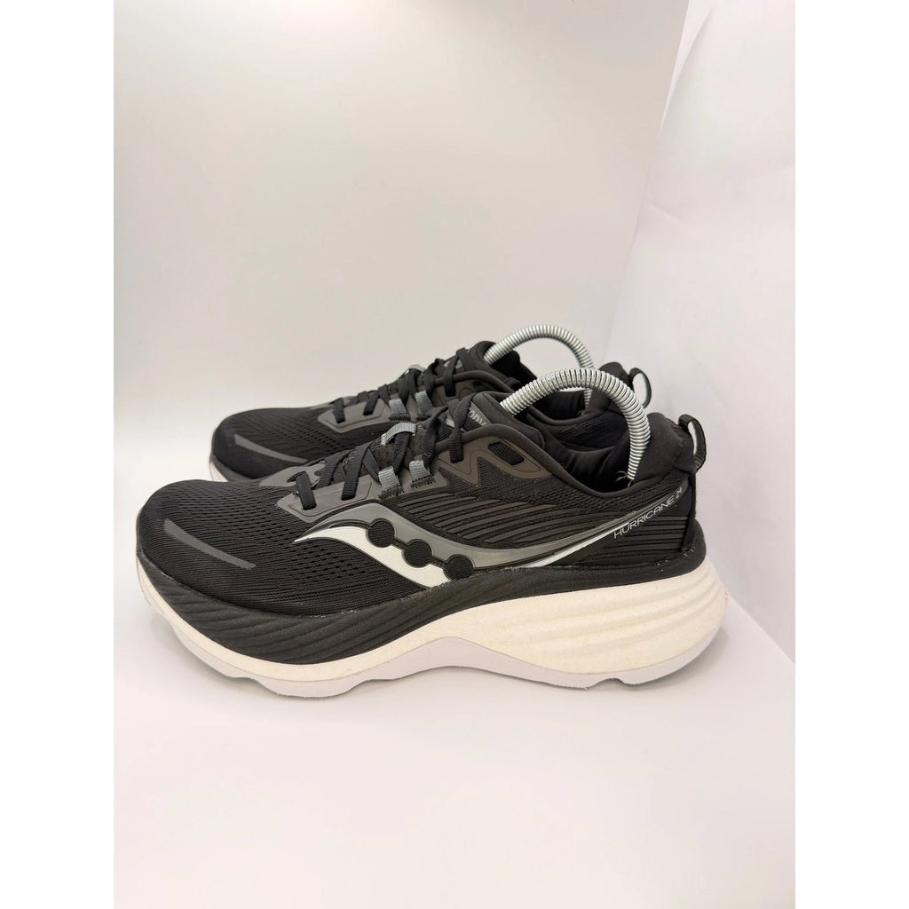 Saucony Hurricane 24 Mens 8UK Stability Running Shoes Black & White Gym Trainers — photo 11