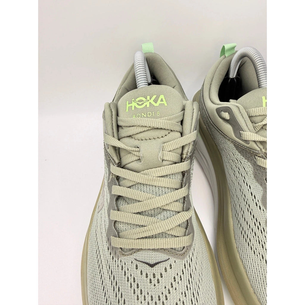 Hoka Bondi 8 Mens UK 8 Grey Lime Max Cushion Running Shoes — photo 4
