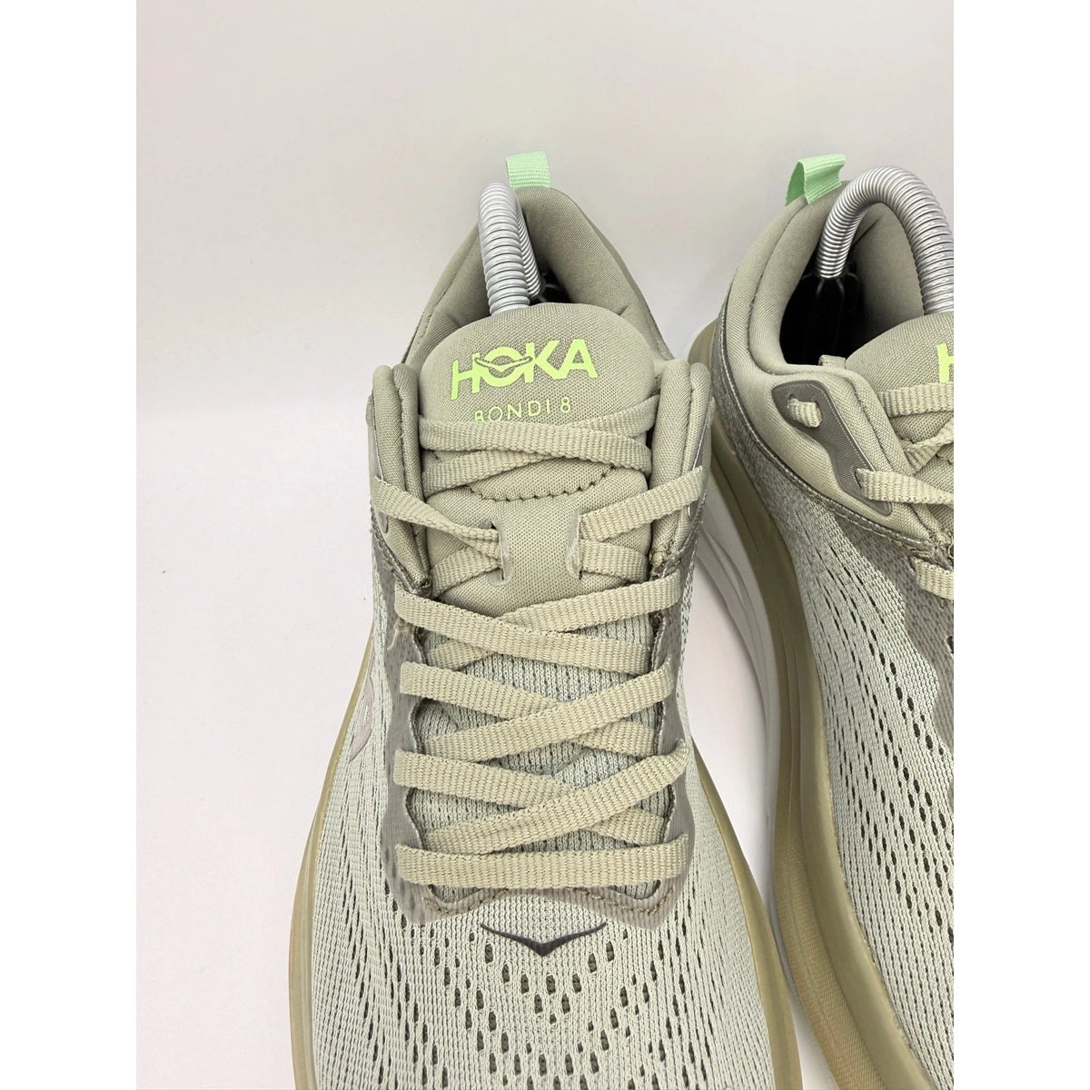 Hoka Bondi 8 Mens UK 8 Grey Lime Max Cushion Running Shoes — photo 4