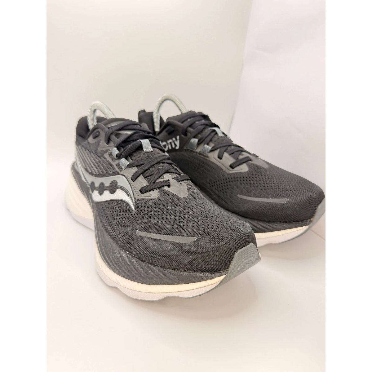 Saucony Hurricane 24 Mens 8UK Stability Running Shoes Black & White Gym Trainers — photo 4